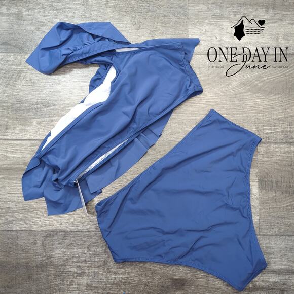 Vimpunec One Shoulder Ruffle Bikini Swimsuit Size L - Picture 7 of 7